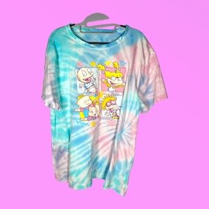 Nikelodeon Rugrats Tiedye Blue Pink T-Shirt Size XL